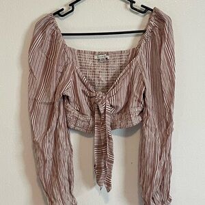 American Eagle Cropped Striped Tie Top Size Small